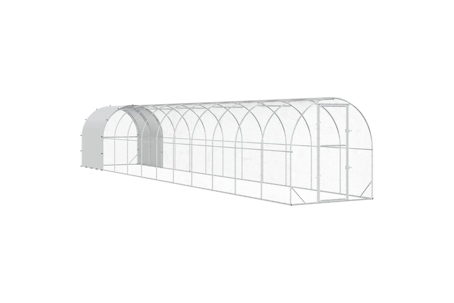 Vidaxl Chicken Coop Silver 1200 X 200 X 200 Cm Galvanised Steel-2