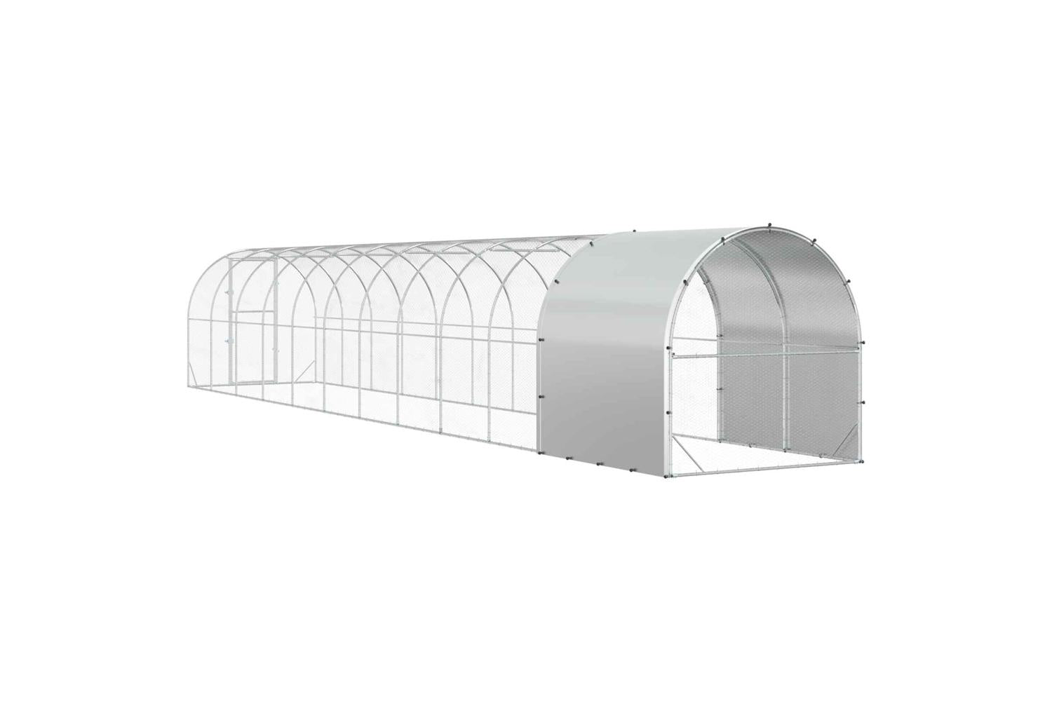 Vidaxl Chicken Coop Silver 1200 X 200 X 200 Cm Galvanised Steel-6