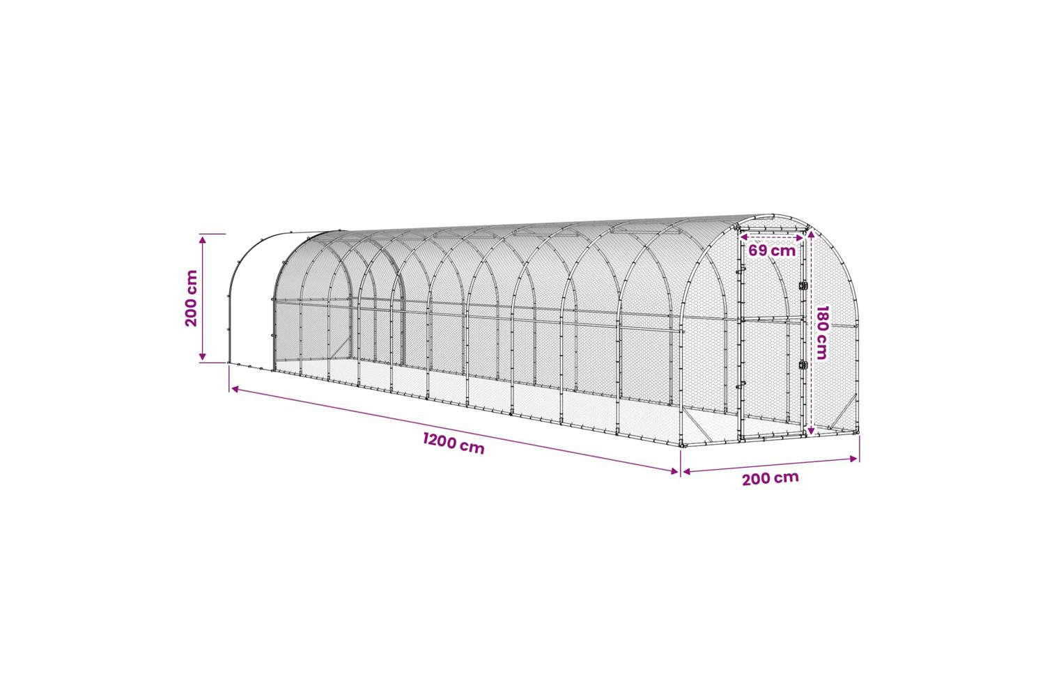 Vidaxl Chicken Coop Silver 1200 X 200 X 200 Cm Galvanised Steel-10