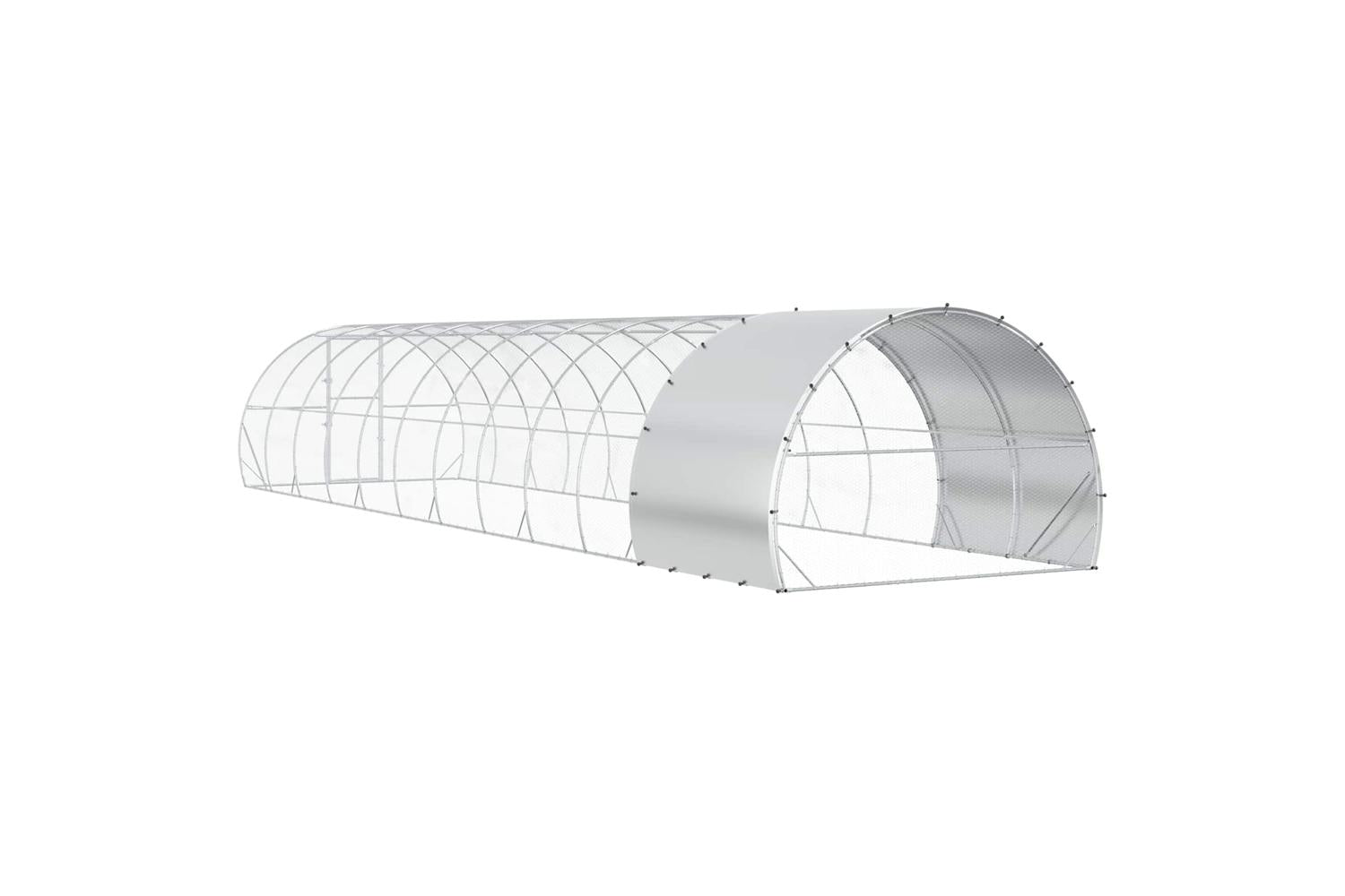 Vidaxl Chicken Coop Silver 1200 X 300 X 200 Cm Galvanised Steel-6