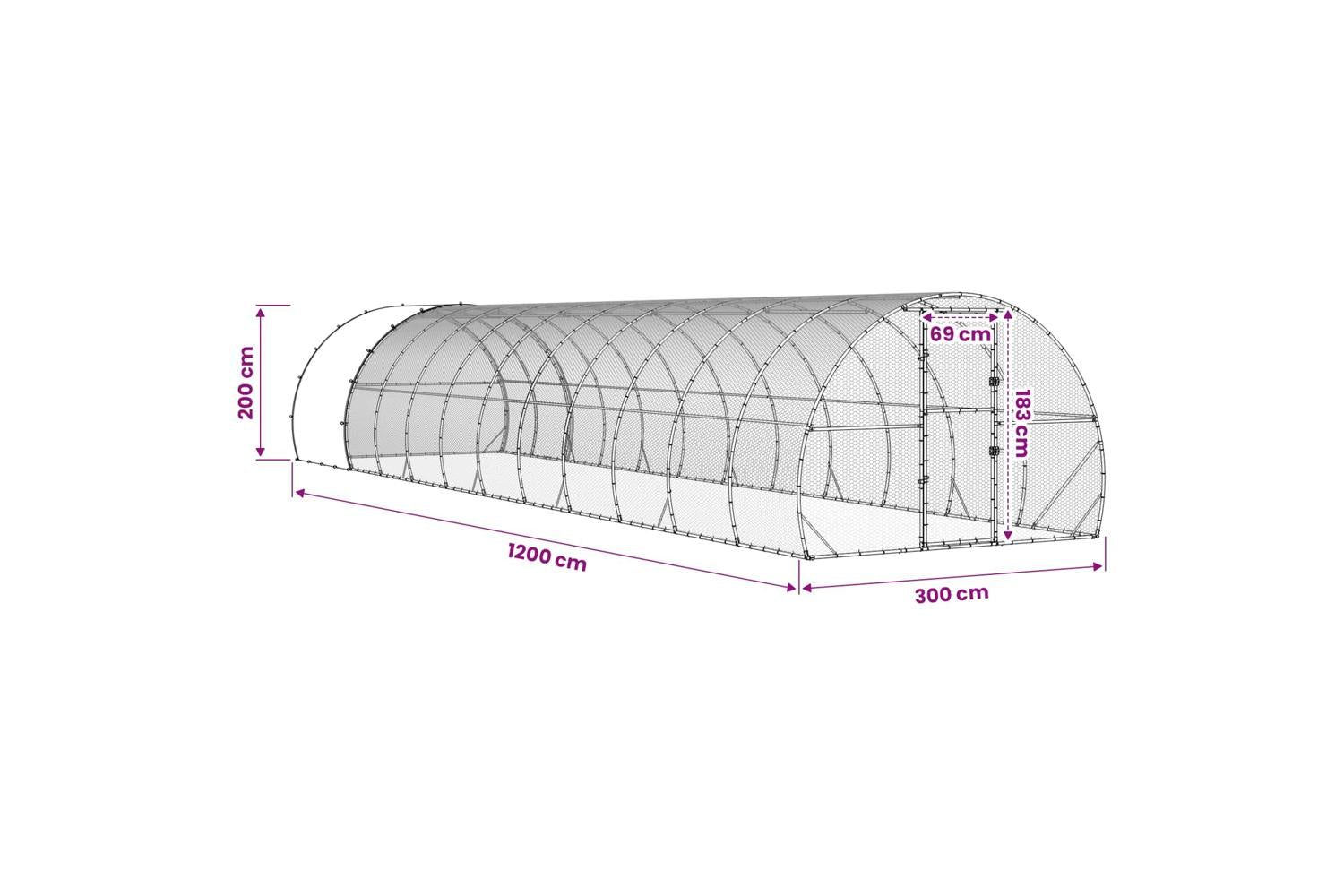 Vidaxl Chicken Coop Silver 1200 X 300 X 200 Cm Galvanised Steel-10