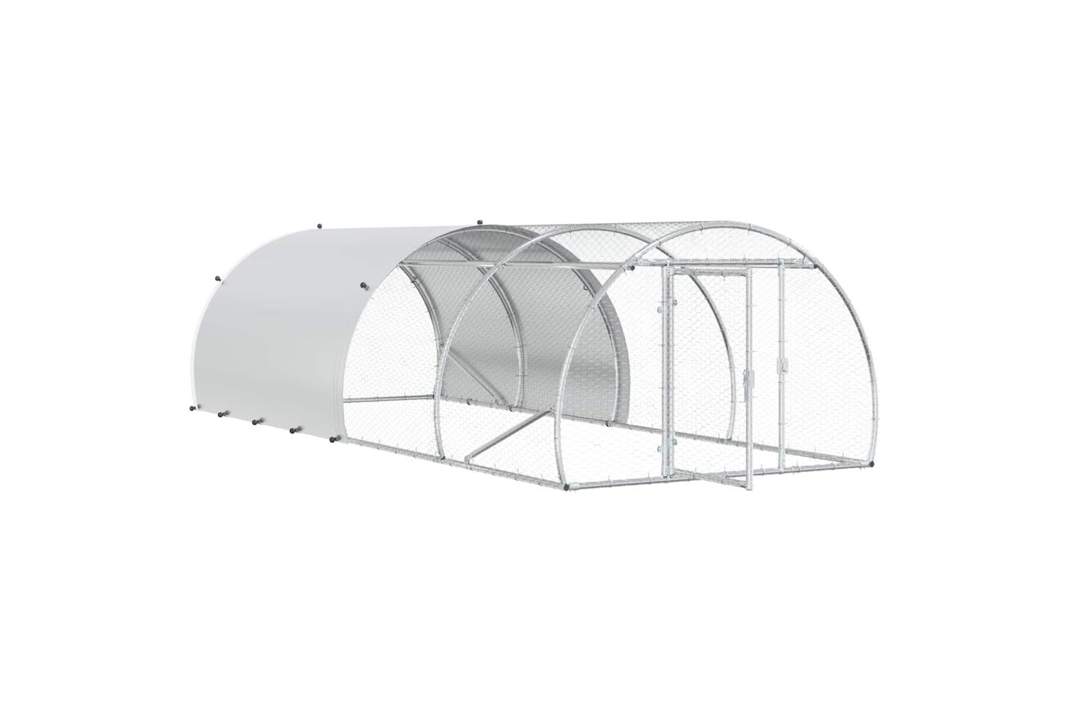 Vidaxl Chicken Coop Silver 400 X 150 X 100 Cm Galvanised Steel-3