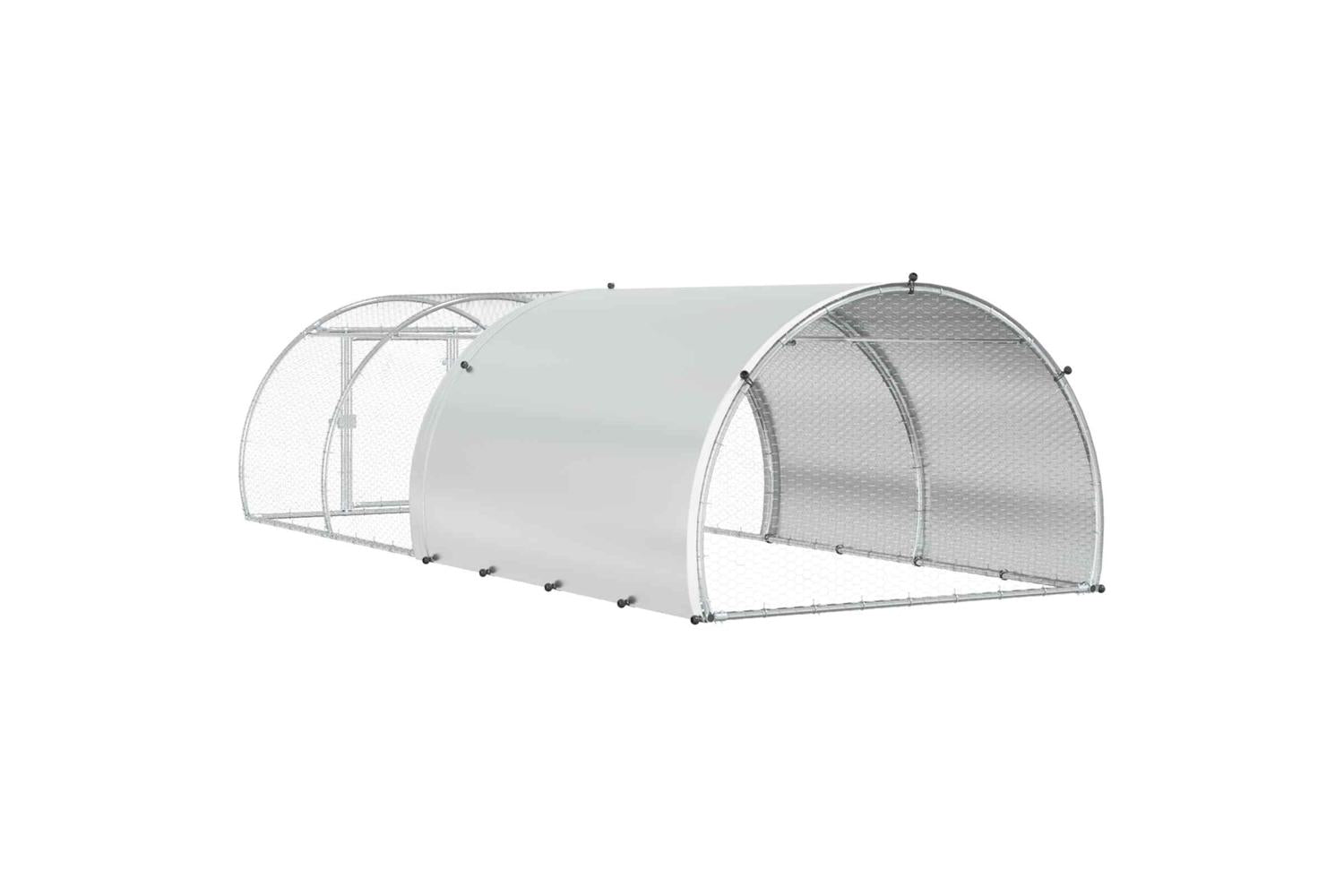 Vidaxl Chicken Coop Silver 400 X 150 X 100 Cm Galvanised Steel-6