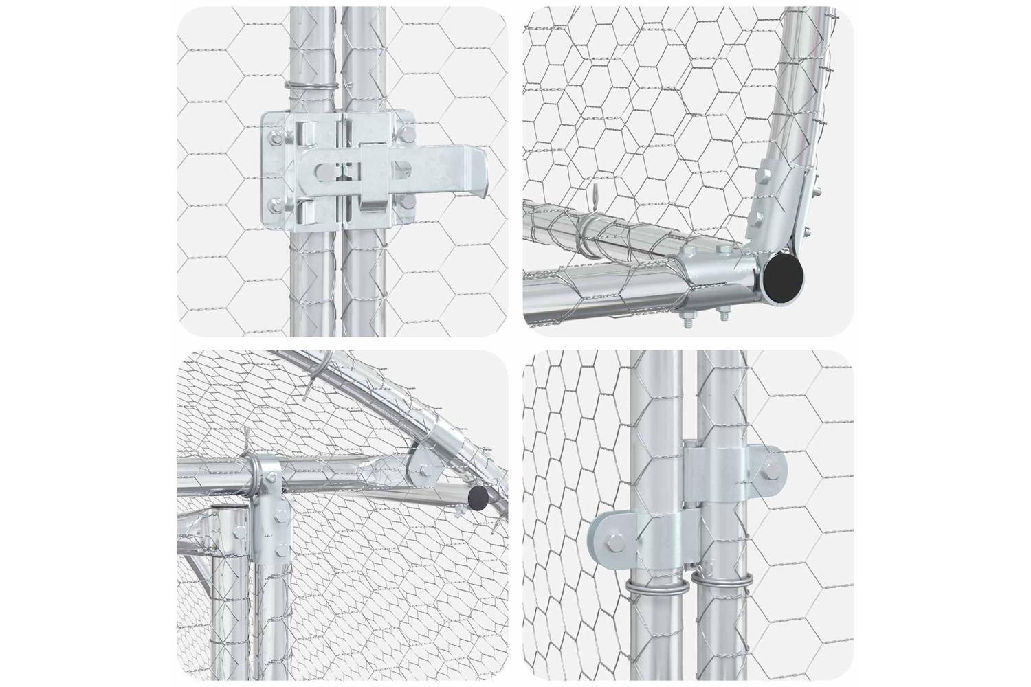 Vidaxl Chicken Coop Silver 400 X 150 X 100 Cm Galvanised Steel-7