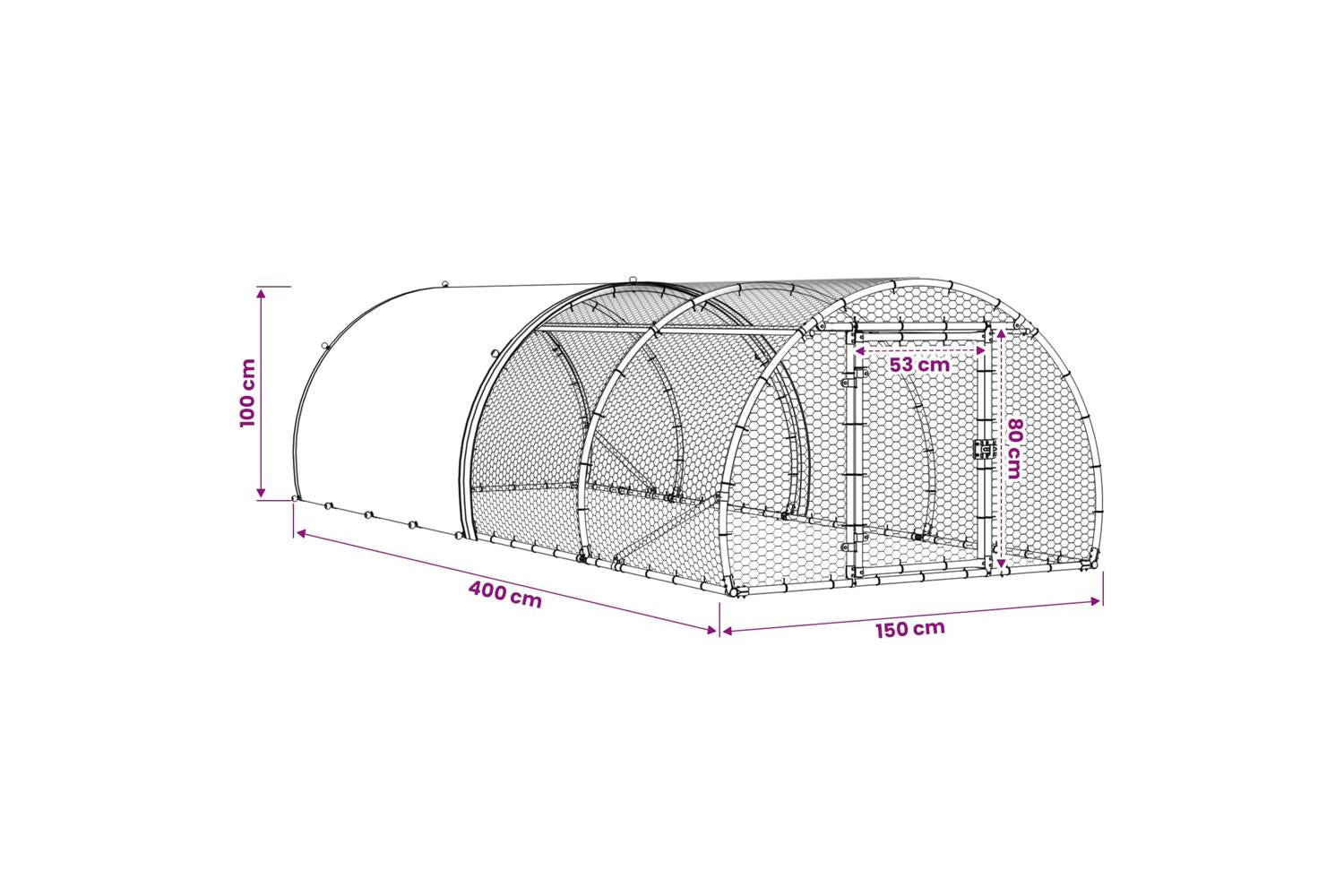 Vidaxl Chicken Coop Silver 400 X 150 X 100 Cm Galvanised Steel-10