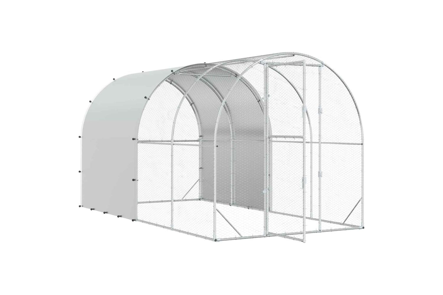 Vidaxl Chicken Coop Silver 400 X 200 X 200 Cm Galvanised Steel-3