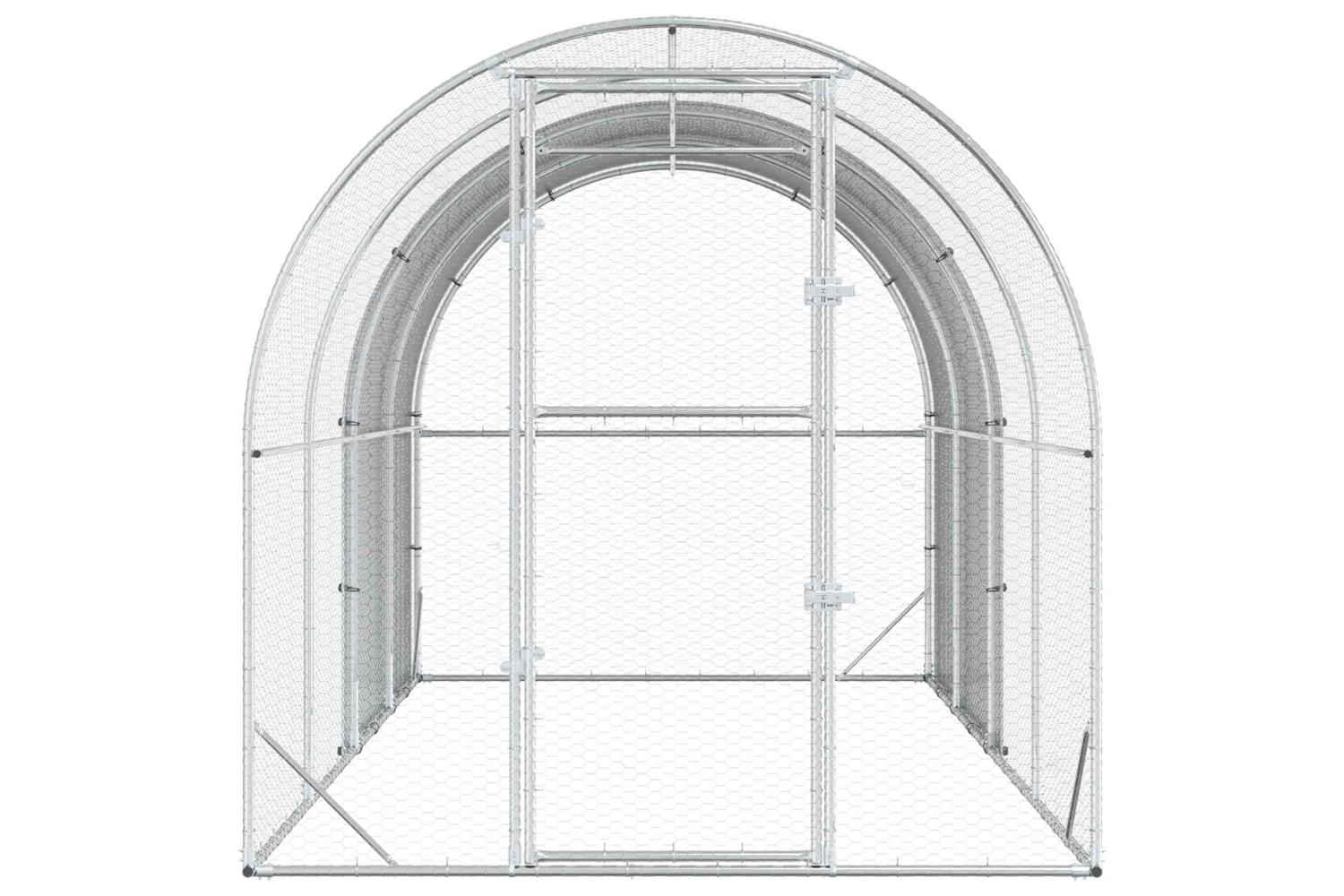 Vidaxl Chicken Coop Silver 400 X 200 X 200 Cm Galvanised Steel-4
