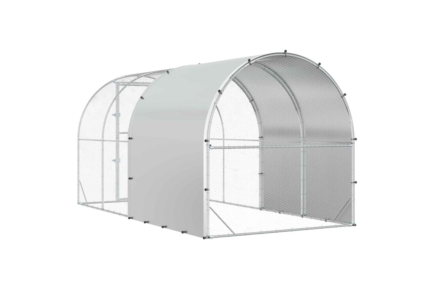 Vidaxl Chicken Coop Silver 400 X 200 X 200 Cm Galvanised Steel-6