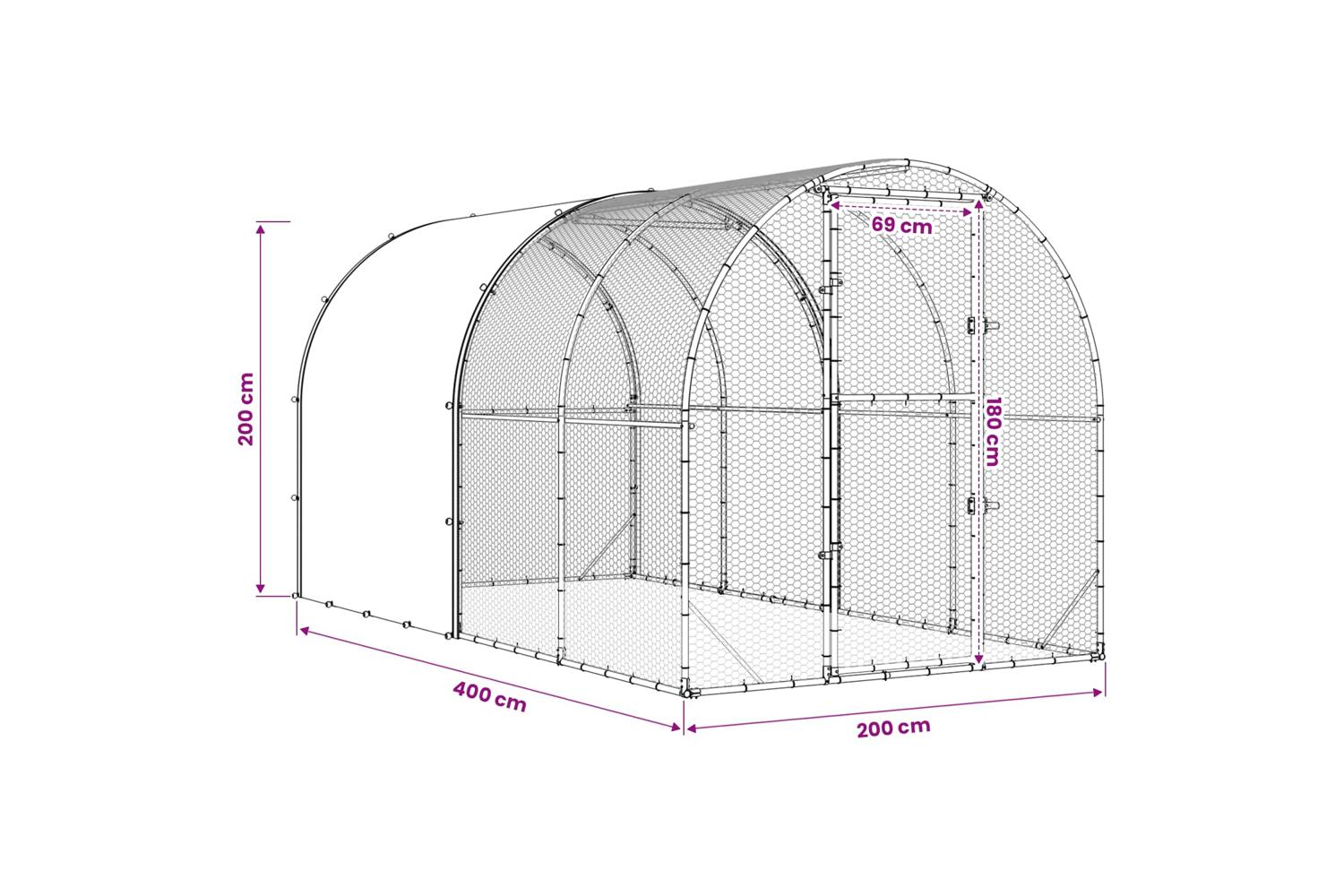 Vidaxl Chicken Coop Silver 400 X 200 X 200 Cm Galvanised Steel-10