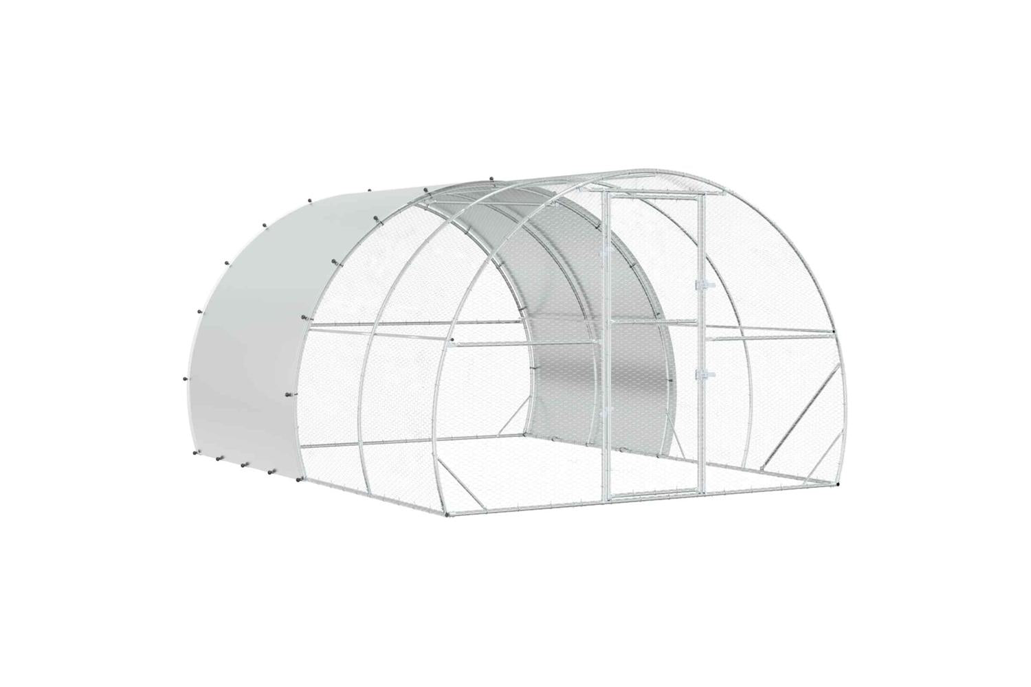 Vidaxl Chicken Coop Silver 400 X 300 X 200 Cm Galvanised Steel-2