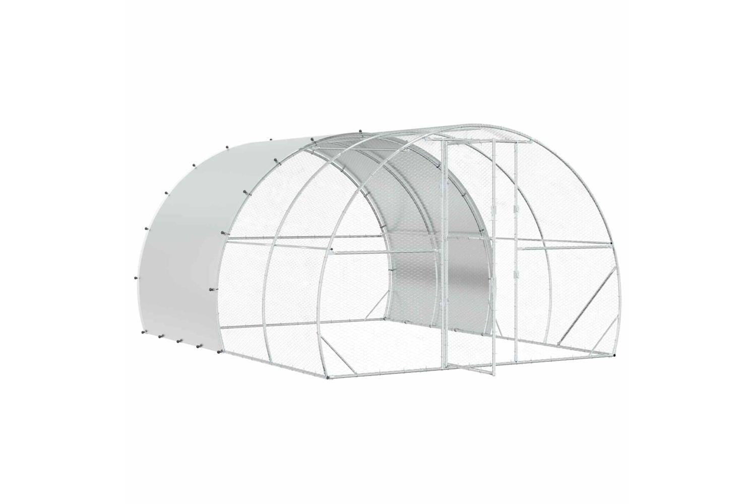 Vidaxl Chicken Coop Silver 400 X 300 X 200 Cm Galvanised Steel-3