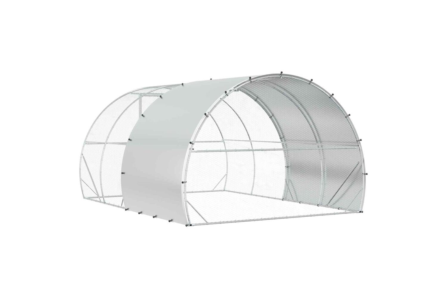 Vidaxl Chicken Coop Silver 400 X 300 X 200 Cm Galvanised Steel-6