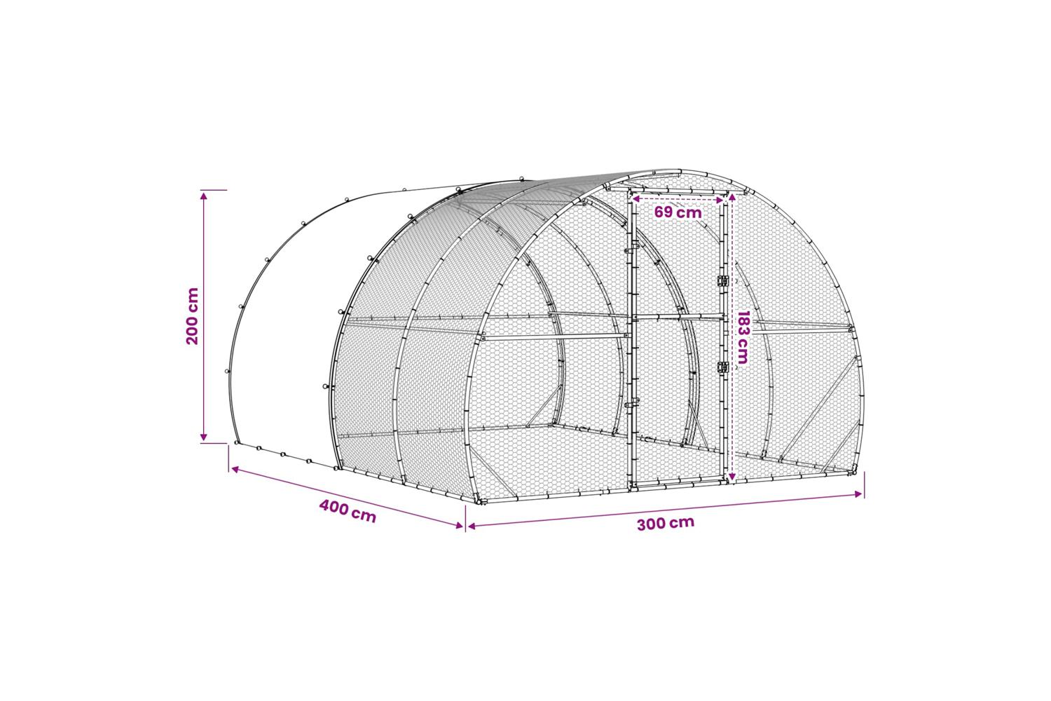 Vidaxl Chicken Coop Silver 400 X 300 X 200 Cm Galvanised Steel-10