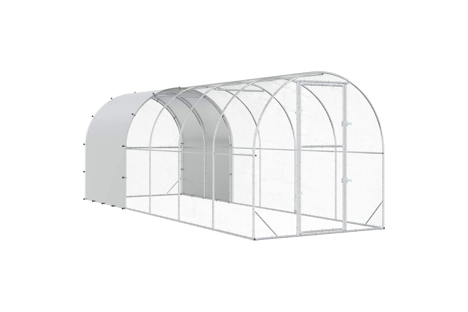 Vidaxl Chicken Coop Silver 600 X 200 X 200 Cm Galvanised Steel