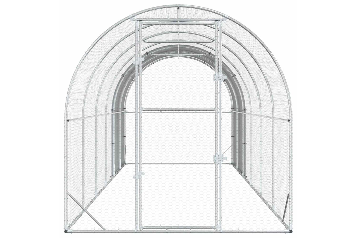 Vidaxl Chicken Coop Silver 600 X 200 X 200 Cm Galvanised Steel-4