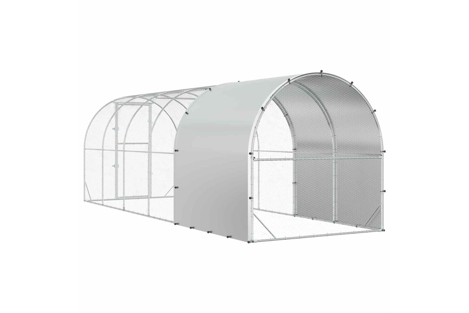 Vidaxl Chicken Coop Silver 600 X 200 X 200 Cm Galvanised Steel-6