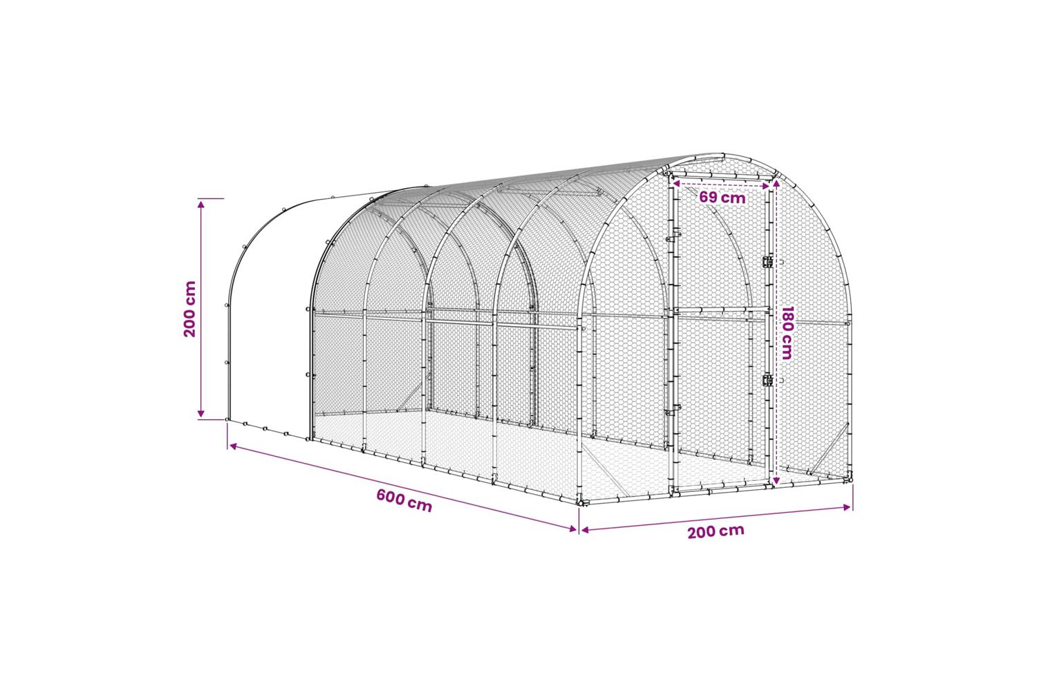 Vidaxl Chicken Coop Silver 600 X 200 X 200 Cm Galvanised Steel-10