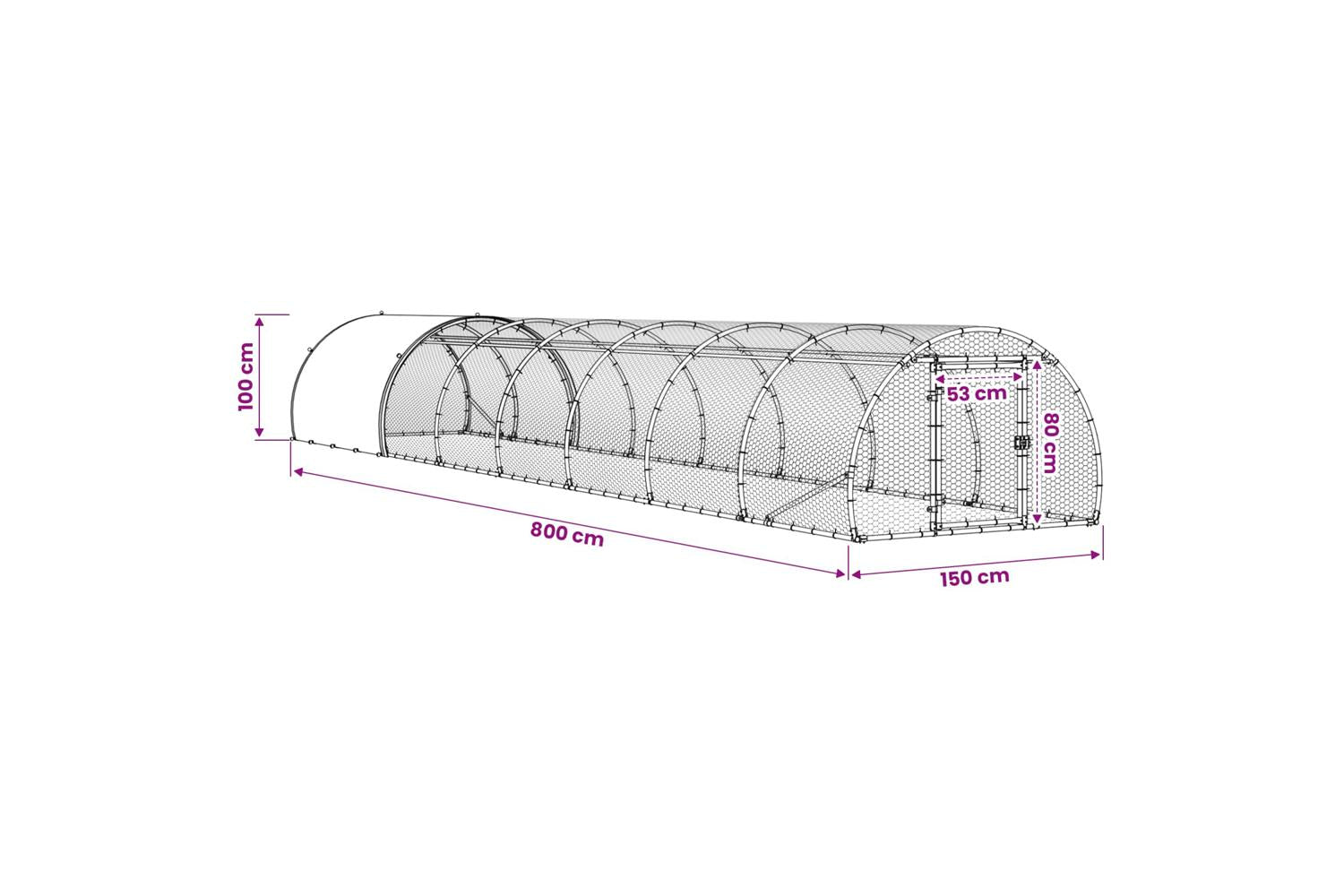 Vidaxl Chicken Coop Silver 800 X 150 X 100 Cm Galvanised Steel-10