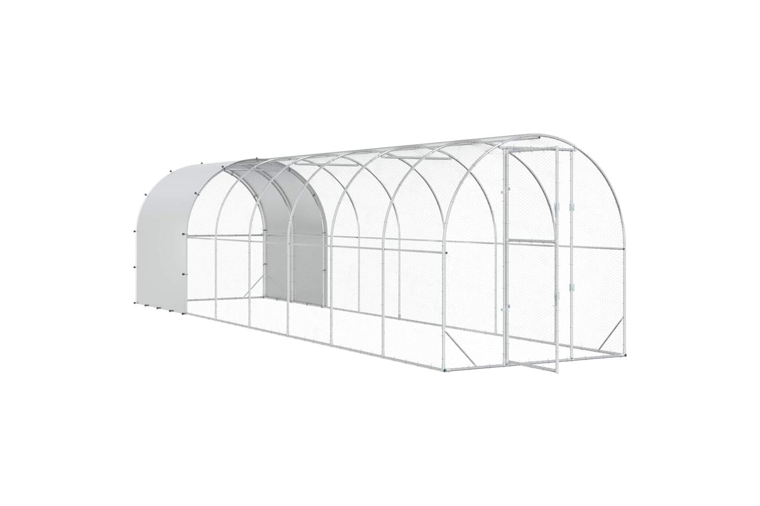 Vidaxl Chicken Coop Silver 800 X 200 X 200 Cm Galvanised Steel-3