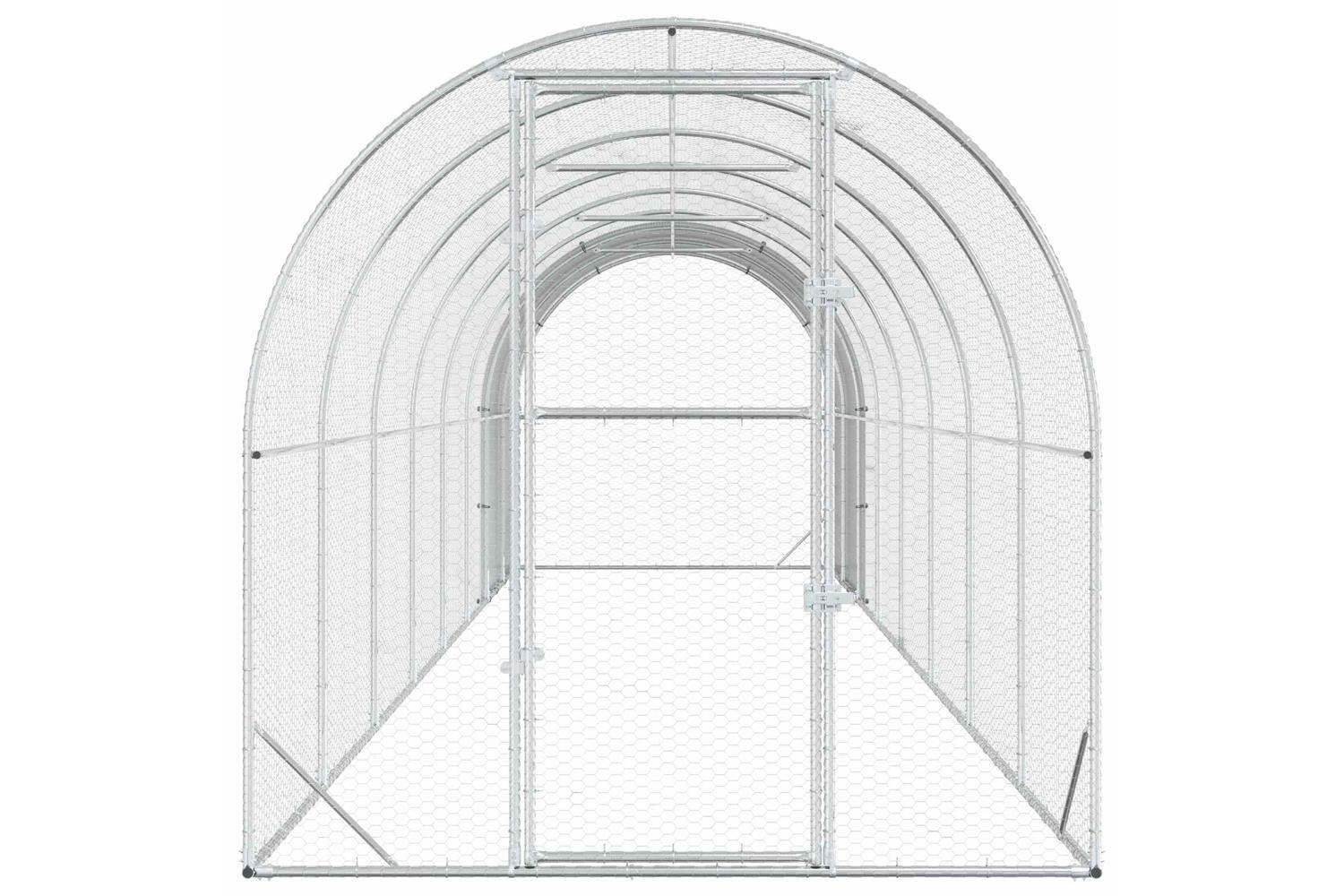 Vidaxl Chicken Coop Silver 800 X 200 X 200 Cm Galvanised Steel-4