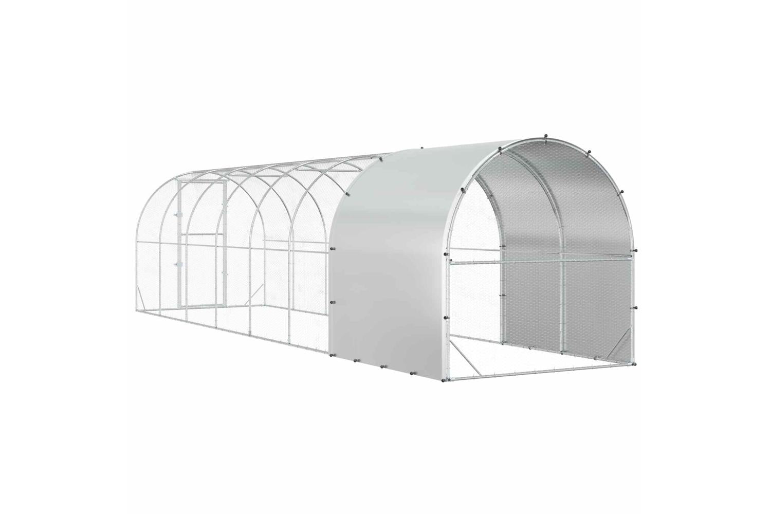 Vidaxl Chicken Coop Silver 800 X 200 X 200 Cm Galvanised Steel-6