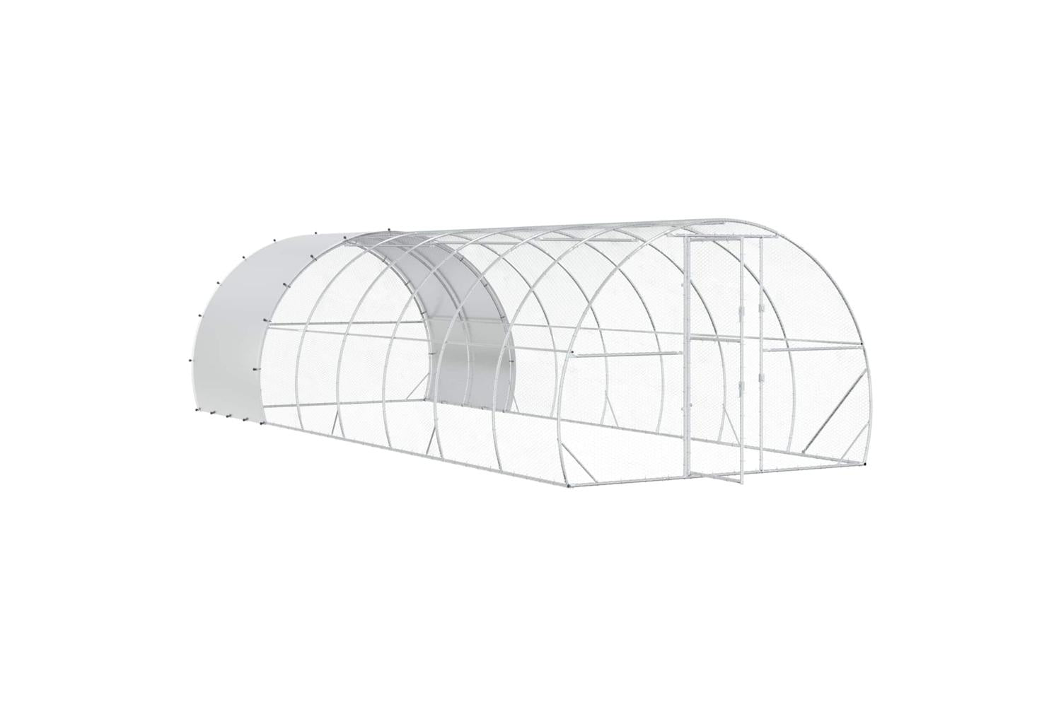 Vidaxl Chicken Coop Silver 800 X 300 X 200 Cm Galvanised Steel-3