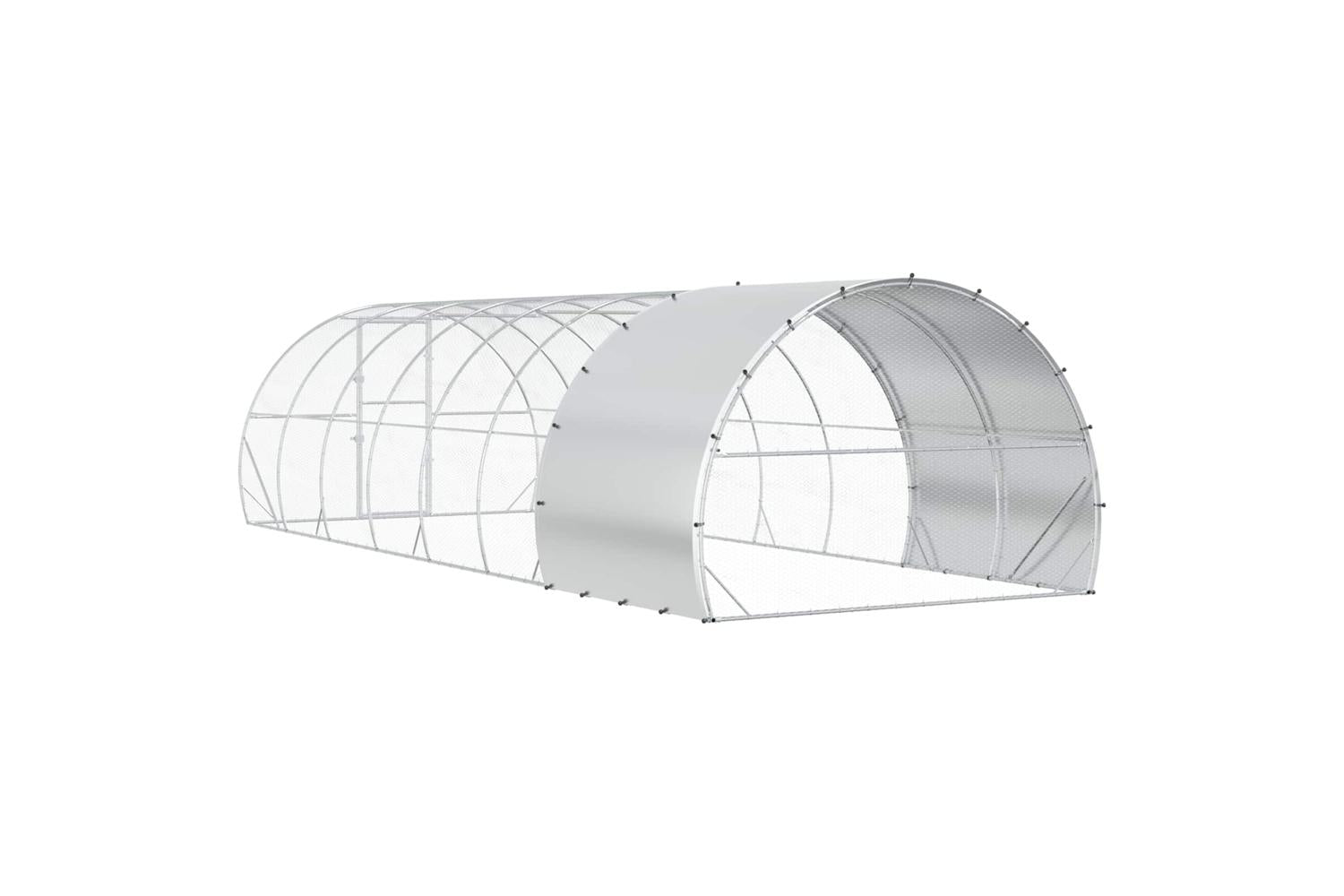 Vidaxl Chicken Coop Silver 800 X 300 X 200 Cm Galvanised Steel-6