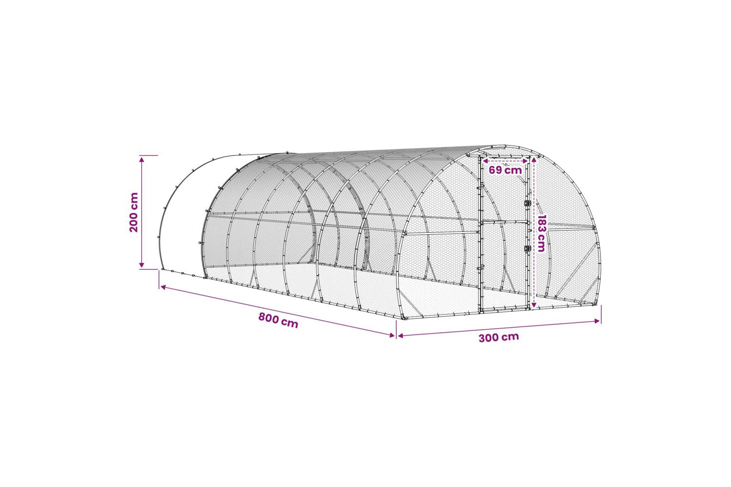 Vidaxl Chicken Coop Silver 800 X 300 X 200 Cm Galvanised Steel-10