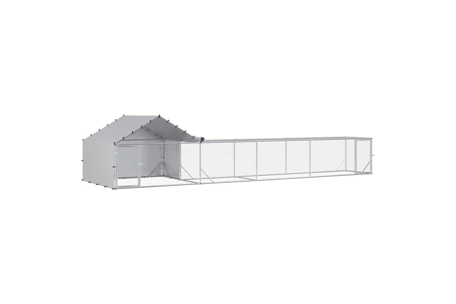 Vidaxl Chicken Coop With Roof And Yard 2 Pcs Silver 7 X 2 X 15 M-2
