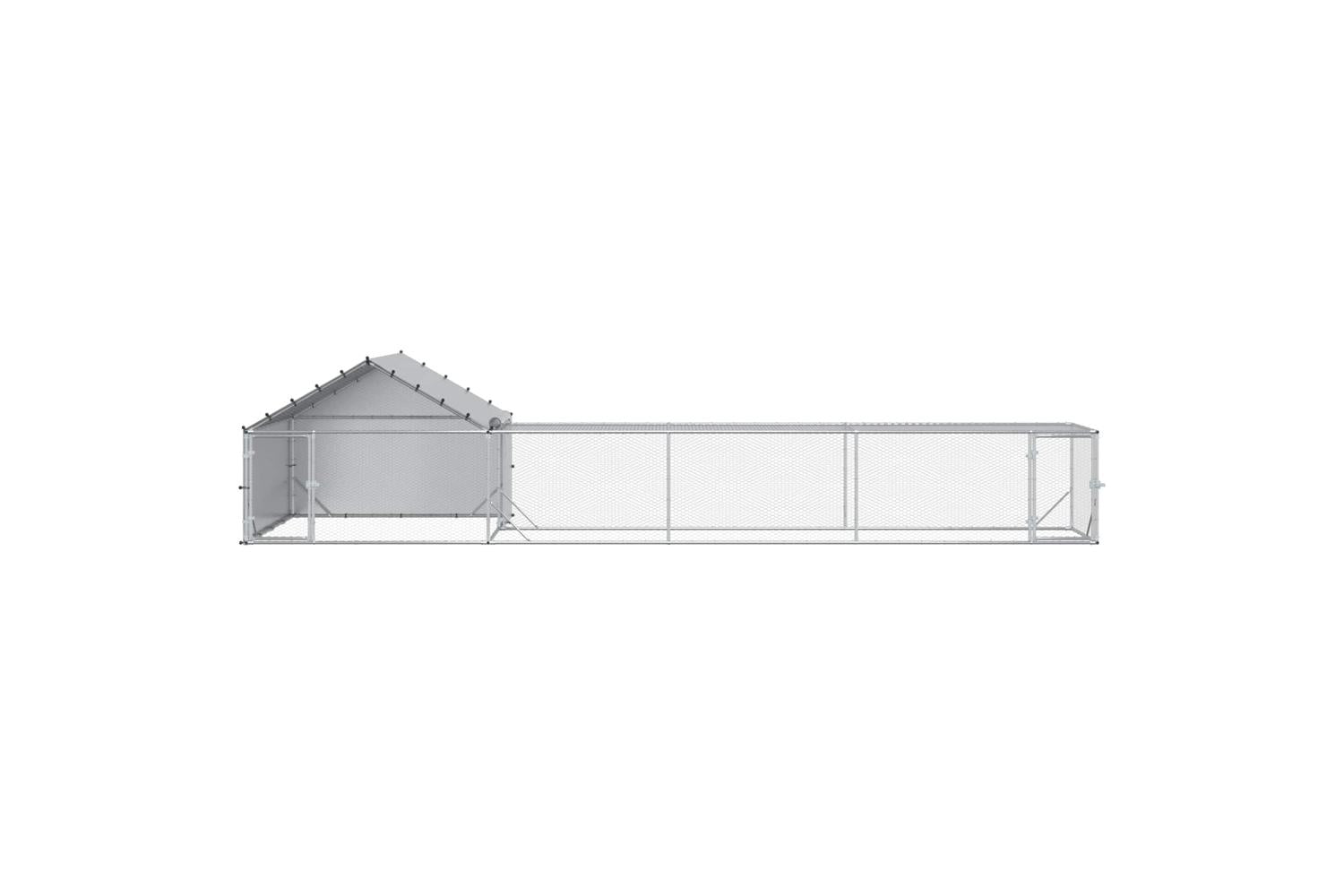 Vidaxl Chicken Coop With Roof And Yard 2 Pcs Silver 7 X 2 X 15 M-3