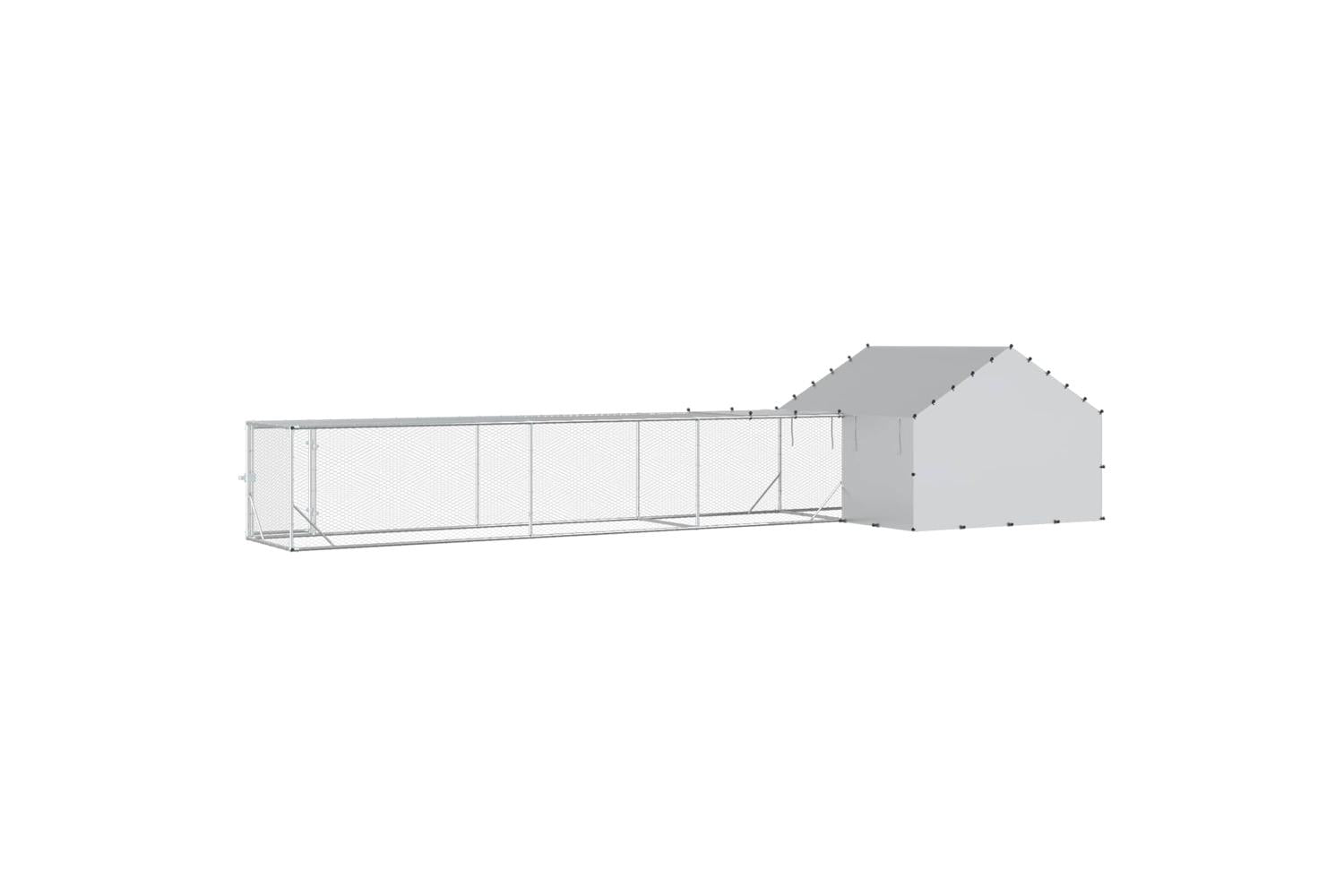 Vidaxl Chicken Coop With Roof And Yard 2 Pcs Silver 7 X 2 X 15 M-5