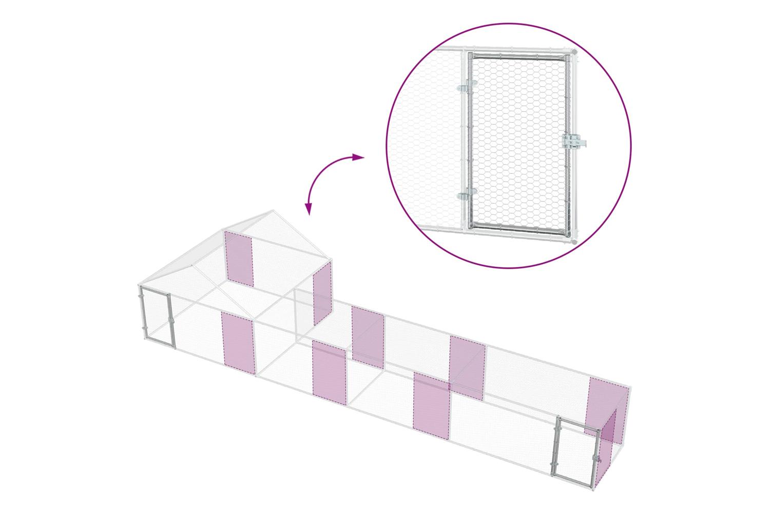 Vidaxl Chicken Coop With Roof And Yard 2 Pcs Silver 7 X 2 X 15 M-10