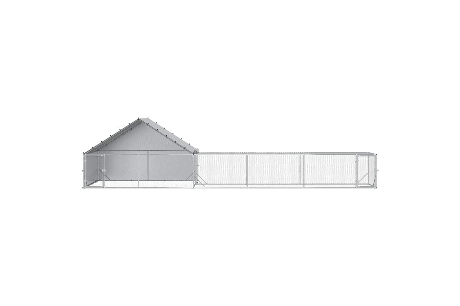 Vidaxl Chicken Coop With Roof And Yard 2 Pcs Silver 8 X 2 X 19 M-3