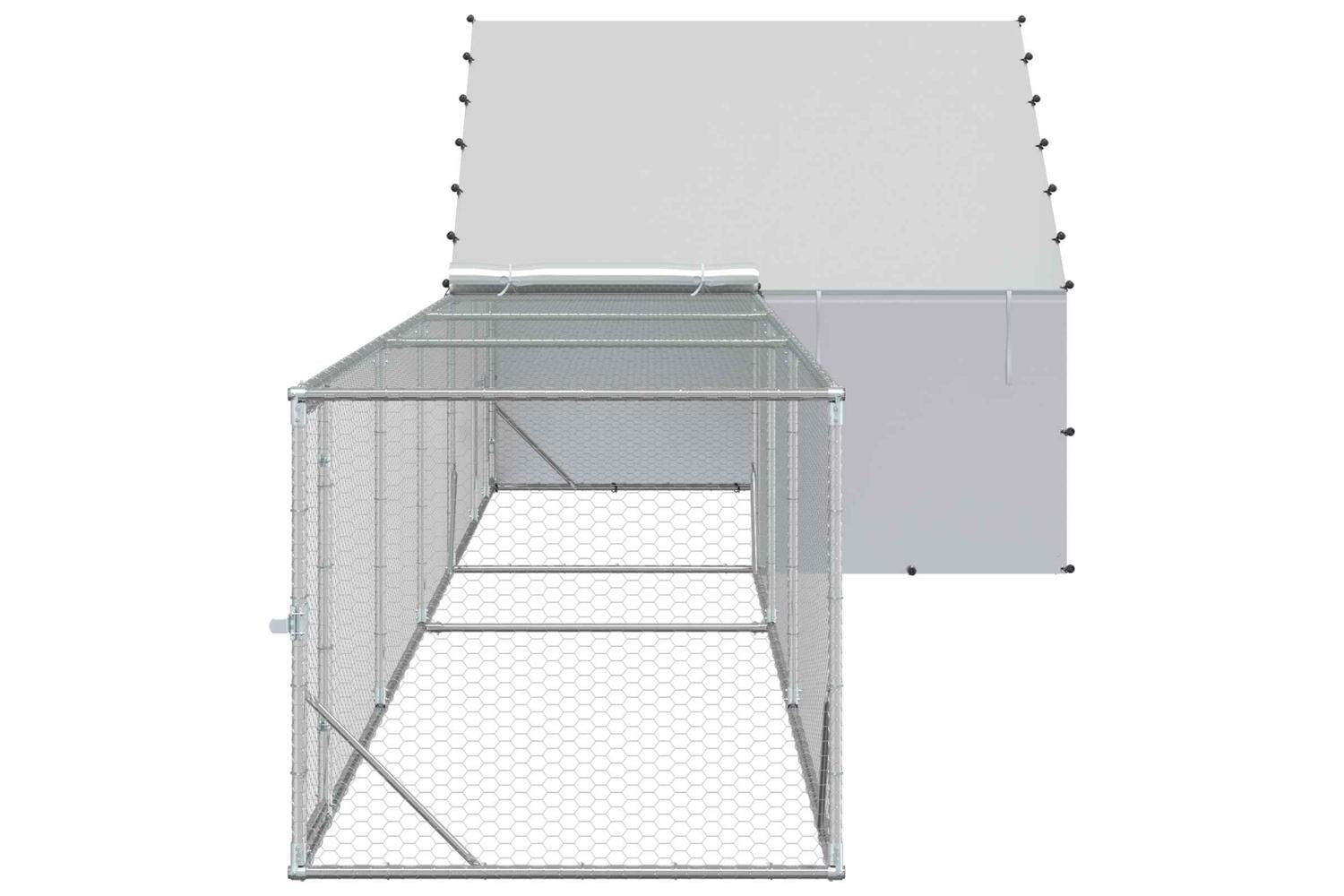 Vidaxl Chicken Coop With Roof And Yard 2 Pcs Silver 8 X 2 X 19 M-4