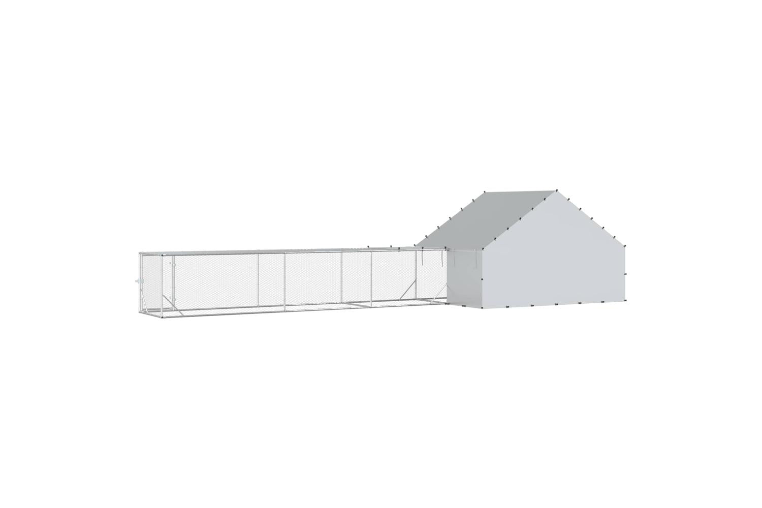 Vidaxl Chicken Coop With Roof And Yard 2 Pcs Silver 8 X 2 X 19 M-5