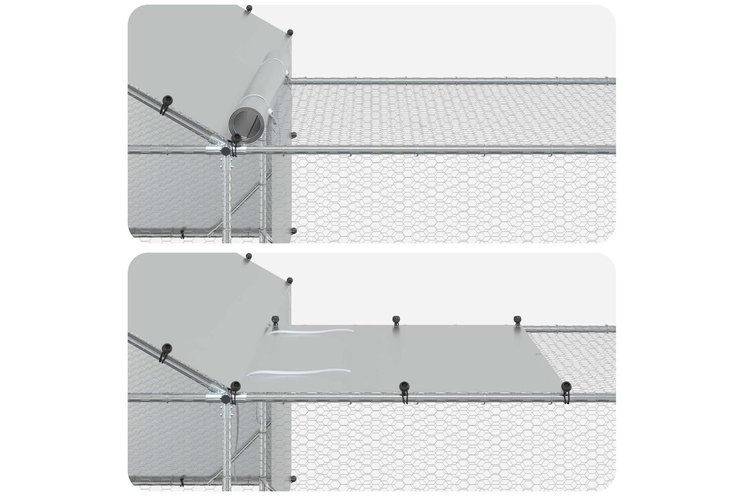 Vidaxl Chicken Coop With Roof And Yard 2 Pcs Silver 8 X 2 X 19 M-9