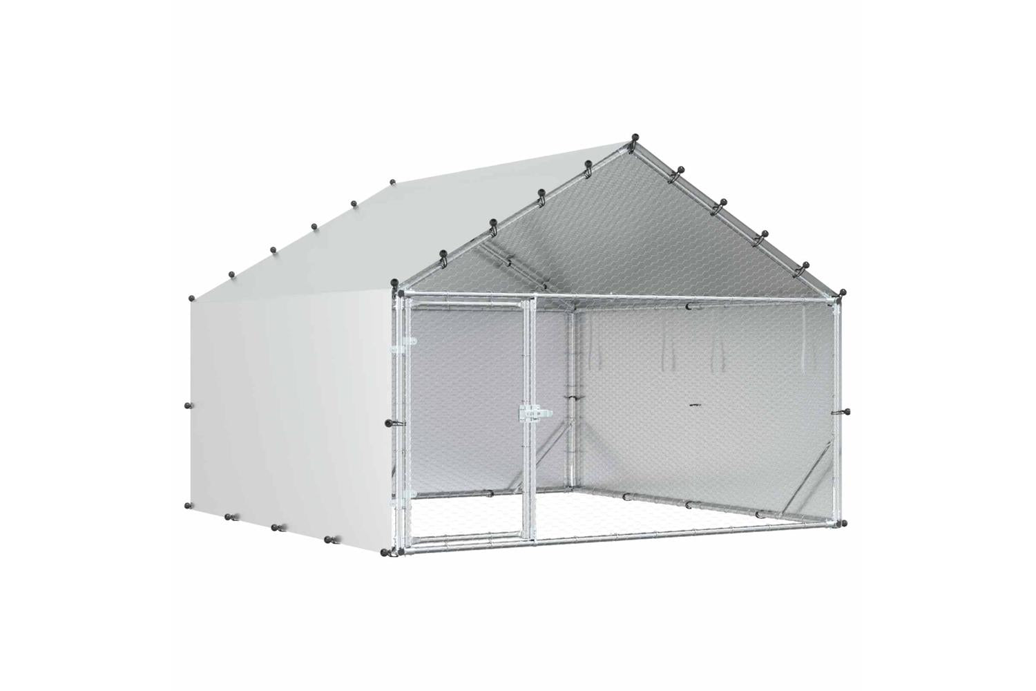 Vidaxl Chicken Coop With Roof Silver 200 X 200 X 150 Cm