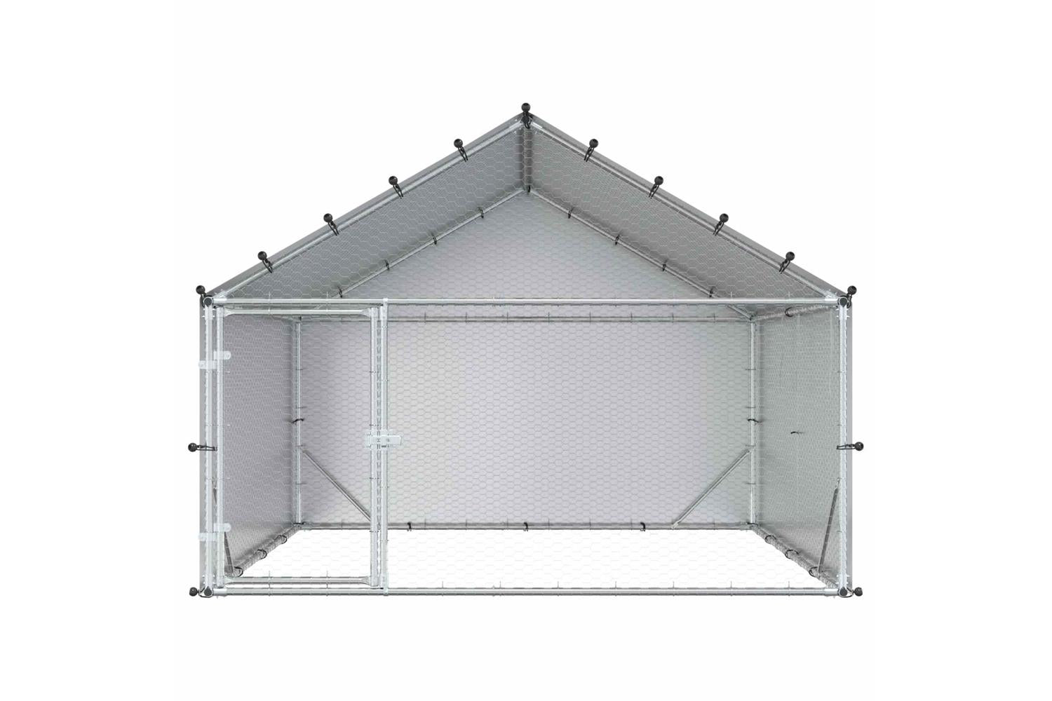 Vidaxl Chicken Coop With Roof Silver 200 X 200 X 150 Cm-3