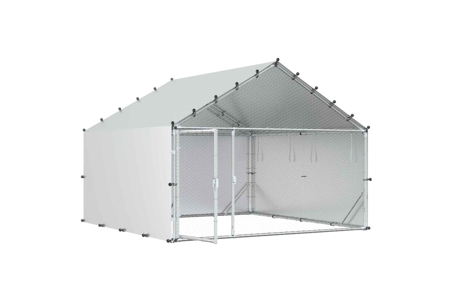 Vidaxl Chicken Coop With Roof Silver 200 X 200 X 150 Cm-9