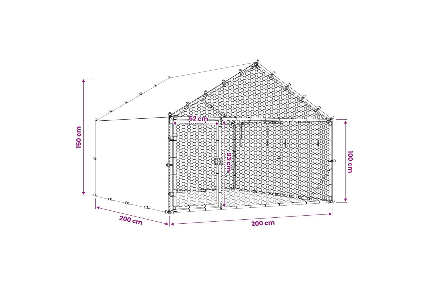 Vidaxl Chicken Coop With Roof Silver 200 X 200 X 150 Cm-10