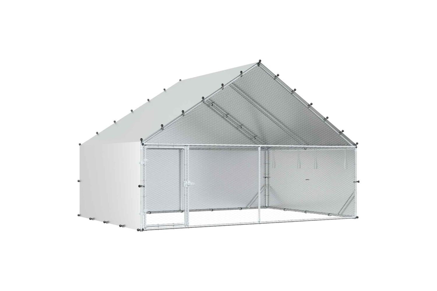 Vidaxl Chicken Coop With Roof Silver 300 X 200 X 190 Cm