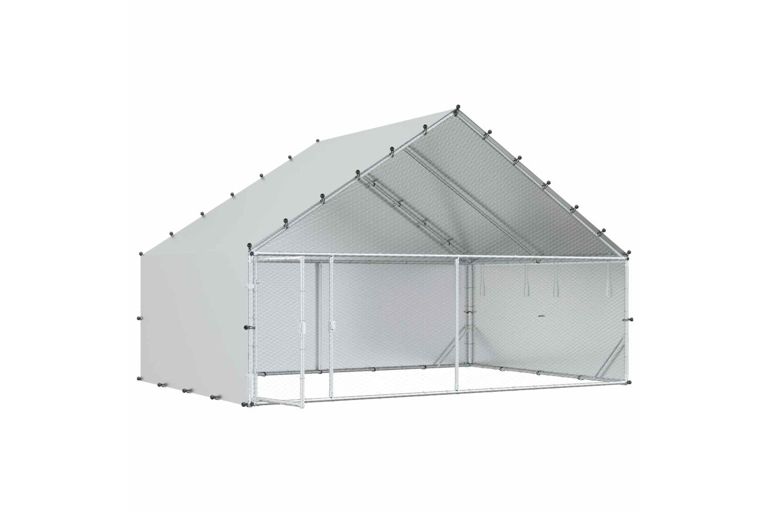 Vidaxl Chicken Coop With Roof Silver 300 X 200 X 190 Cm-9