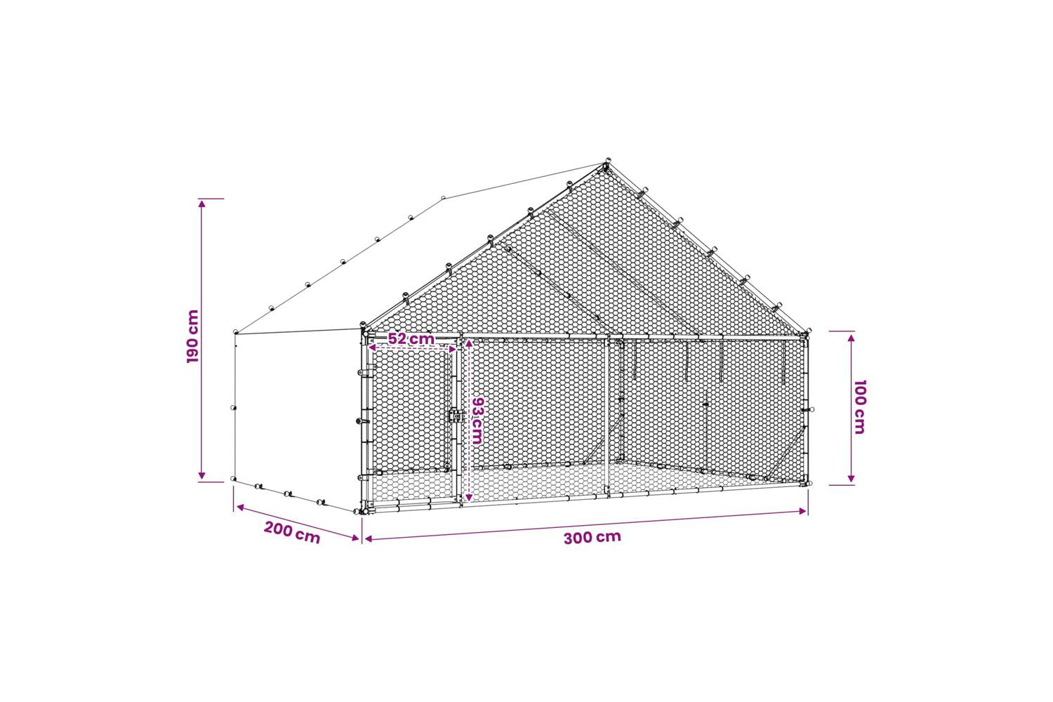 Vidaxl Chicken Coop With Roof Silver 300 X 200 X 190 Cm-10
