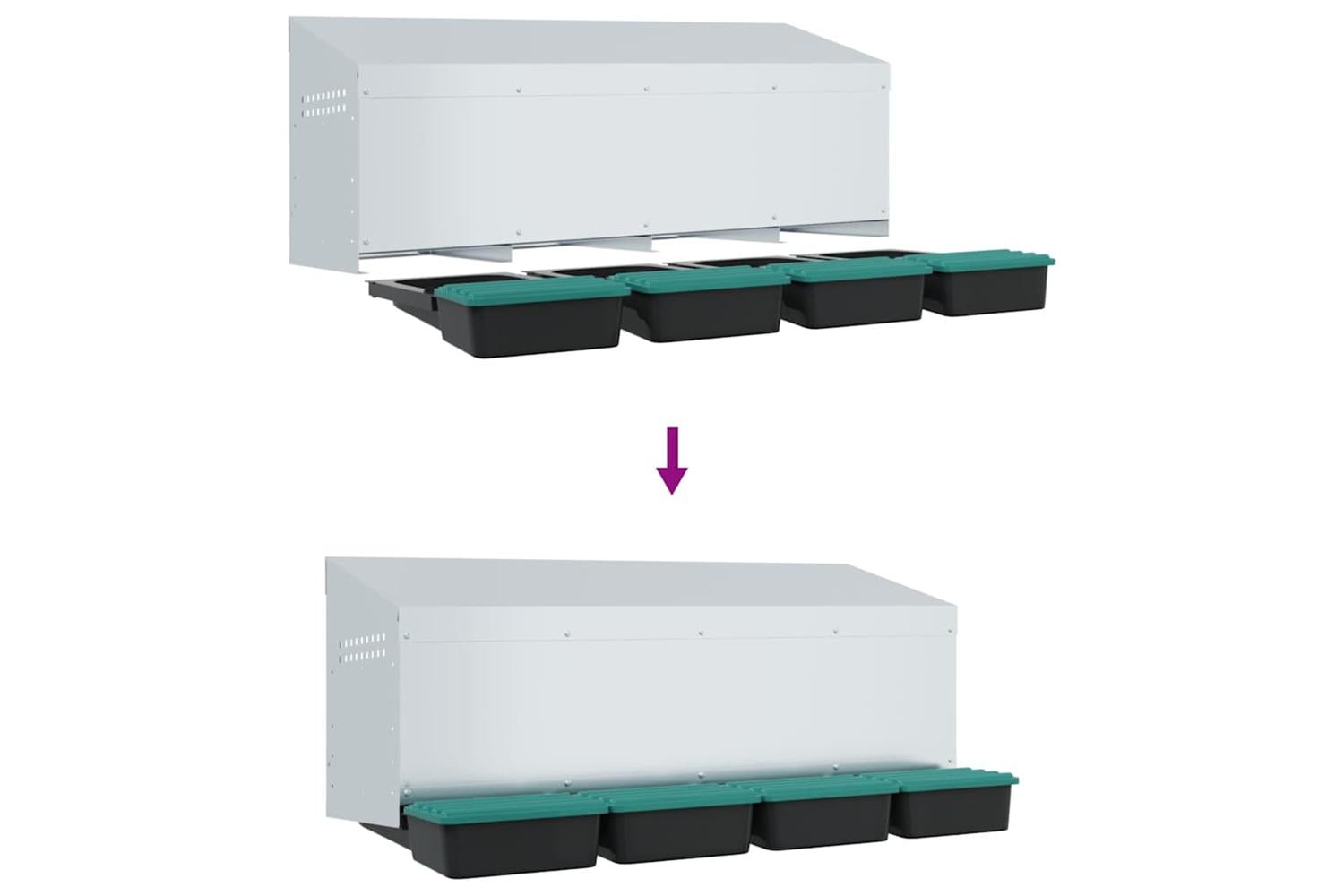 Vidaxl Chicken Nesting Box 4 Compartments Wall-mounted Galvanised Steel-8
