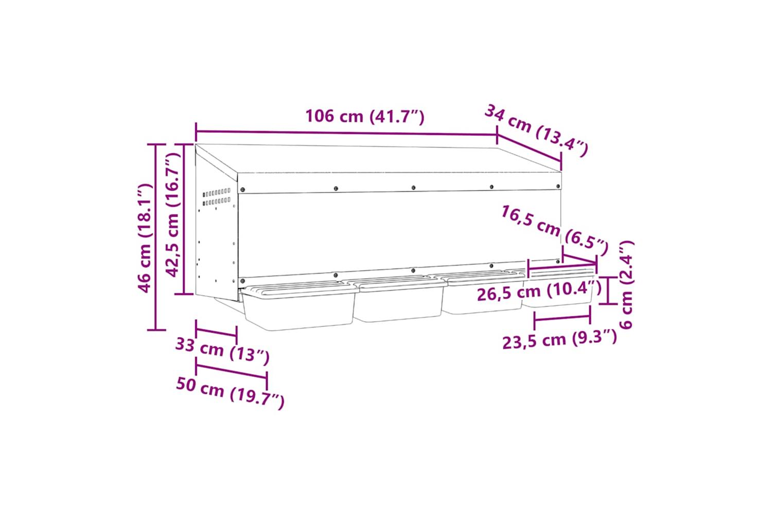 Vidaxl Chicken Nesting Box 4 Compartments Wall-mounted Galvanised Steel-9