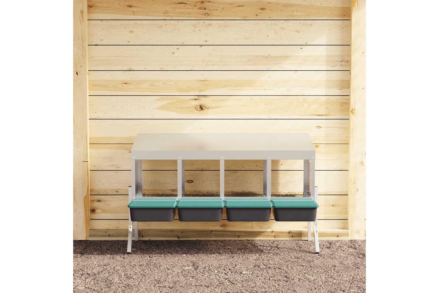 Vidaxl Chicken Nesting Box 4 Compartments With Legs Galvanised Steel-3