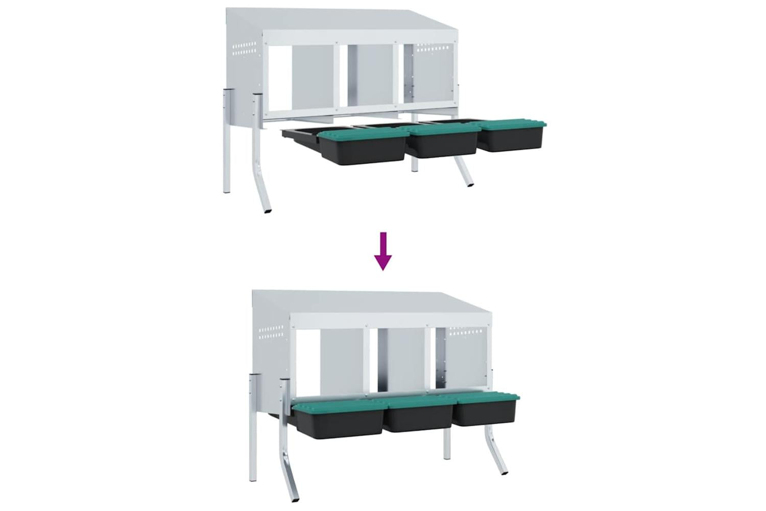 Vidaxl Chicken Nesting Box 4 Compartments With Legs Galvanised Steel-8