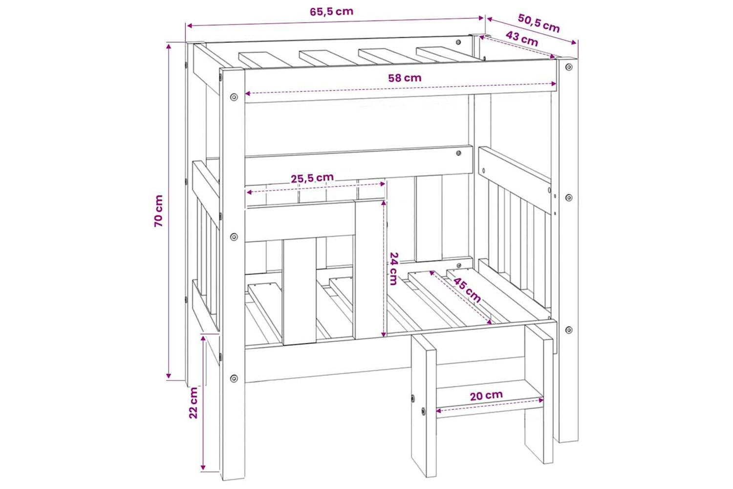 Vidaxl Dog Bed 655x505x70 Cm Solid Wood Pine-8