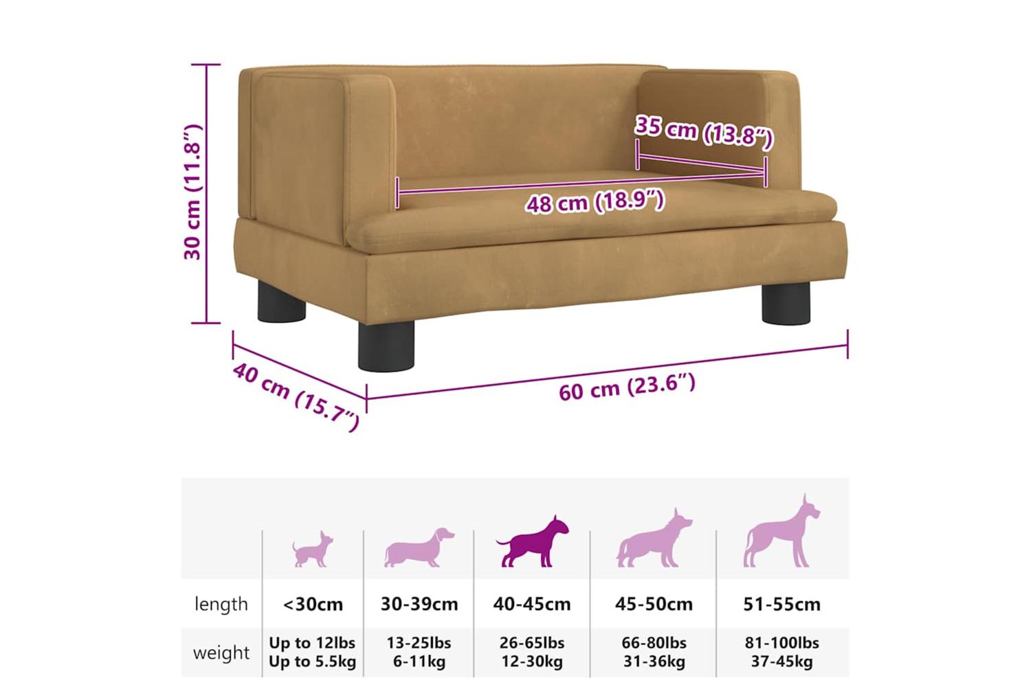 Vidaxl Dog Bed Brown 60x40x30 Cm Velvet-7