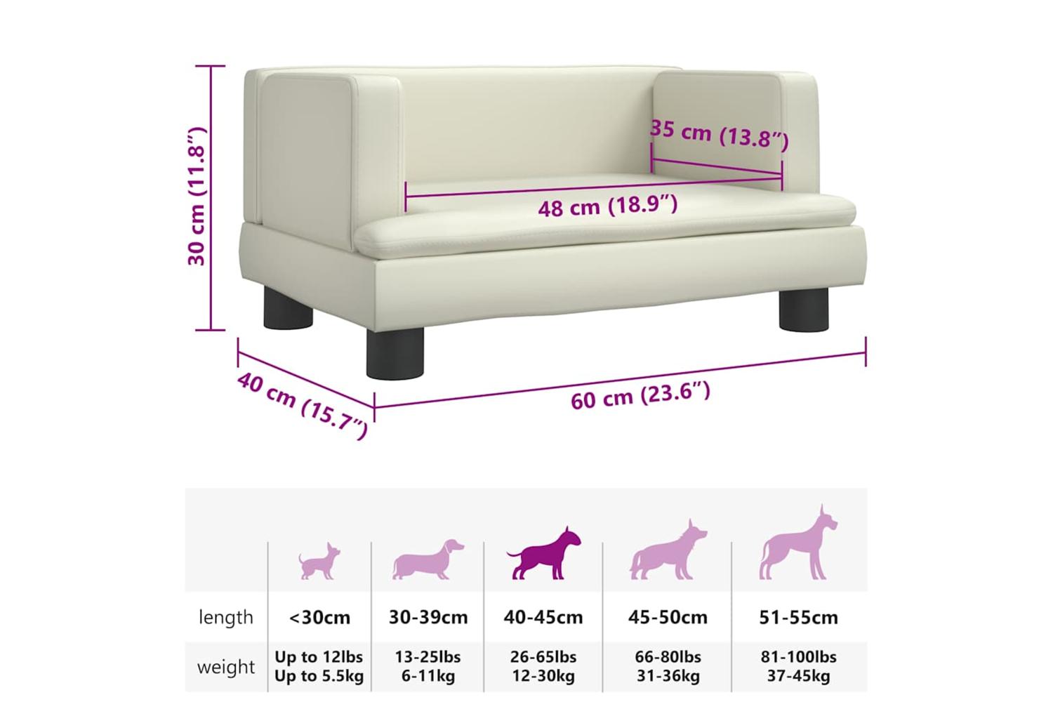 Vidaxl Dog Bed Cream 60x40x30 Cm Faux Leather-7